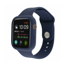 Szilikon szíj és védőtok Apple Watch órához, 38 mm - sötétkék okosóra kellék