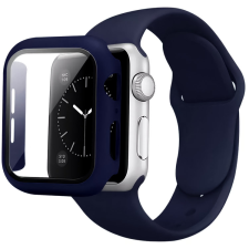 Szilikon szíj+ tok Apple Watch 41mm szilikon óraszíj és tok sötétkék okosóra kellék