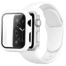 Szilikon szíj+ tok Apple Watch 44mm szilikon óraszíj és tok fehér okosóra kellék