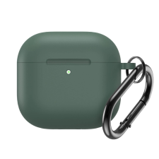 Szilikon Tok Airpods 4-Hoz, Karabiner Tokval, Zöld fülhallgató, fejhallgató tok