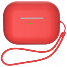Szilikon Tok Airpods-Hoz 1/2 + Csuklószíj, Piros Póráz fülhallgató, fejhallgató tok