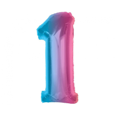  Színes 1-es Rainbow szám fólia lufi 92 cm party kellék