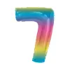 Színes 7-es Rainbow szám fólia lufi 92 cm