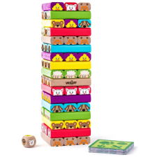 Színes állatfigurás torony - ügyességi játék puzzle, kirakós
