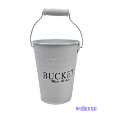  Színes bádog vödör 10 cm magas BUCKET - Fehér dekorációs kellék