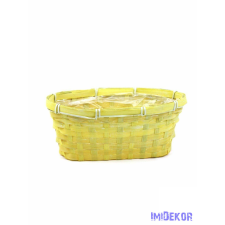  Színes bambusz kosár ovál 24 cm - Sárga dekorációs kellék
