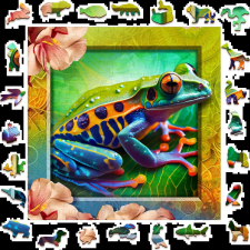 Színes béka fa puzzle 250 darabos puzzle, kirakós