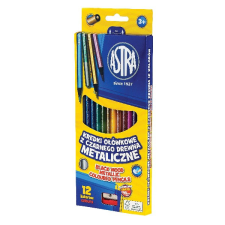  Színes ceruza ASTRA hengeres metál 12 színű ajándék hegyezővel színes ceruza