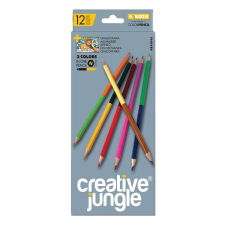 Színes ceruza CREATIVE JUNGLE grey kétvégű háromszögletű 24 szín/készlet színes ceruza