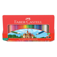 Színes ceruza FABER-CASTELL hatszögletű fémdobozos 36 db/készlet színes ceruza