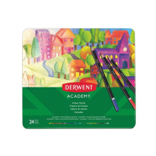  Színes ceruza készlet, fém doboz, DERWENT &quot;Academy&quot;, 24 különböző szín színes ceruza