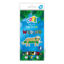 Színes ceruza készlet, háromszögletű, COOL BY VICTORIA "Wildlife", 12 különböző szín színes ceruza