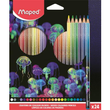  Színes ceruza készlet, háromszögletű, MAPED &quot;Deepsea Paradise&quot;, 24 különböző szín színes ceruza