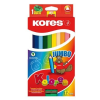  Színes ceruza készlet, háromszögletű, vastag, KORES "Jumbo", 12 különböző szín