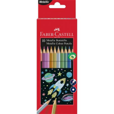  Színes ceruza készlet, hatszögletű, FABER-CASTELL, 10 különböző metál szín színes ceruza