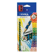  Színes ceruza LYRA Groove Slim háromszögletű vékony 12 db/készlet+hegyező színes ceruza