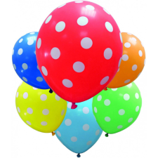 SZÍNES Dots, pöttyös léggömb, lufi 6 db-os party kellék