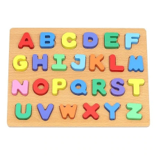 Színes fából készült ABC puzzle készségfejlesztő játék puzzle, kirakós