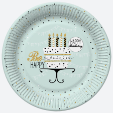 SZÍNES Happy Birthday Mint papírtányér 8 db-os 22,7 cm party kellék