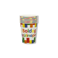 Színes legós Boldog szülinapot feliratos papírpohár 250 ml 6 db sütés és főzés
