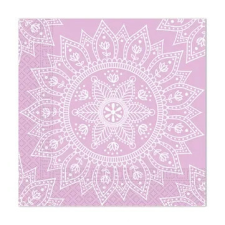 SZÍNES Mandala Purple White szalvéta 20 db-os, 33x33 cm FSC party kellék