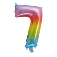  Színes Multicolour Metallic mini 7-es szám fólia lufi 34 cm party kellék