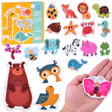 Színes puzzle 24 állatok oroszlán tehén pillangó róka #4749 puzzle, kirakós