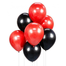 Színes Red-Black léggömb, lufi szett 7 db-os 12 inch (30cm) party kellék