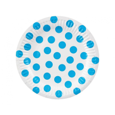 SZÍNES Sky Blue Polka Dot, Pöttyös papírtányér 6 db-os 18 cm party kellék