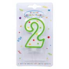 Színes tortagyertya, számgyertya 2-es party kellék