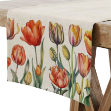 Színes tulipános pamut asztali futó, 45 x 140 cm party kellék