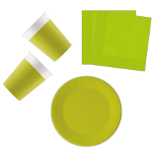 SZÍNES Unicolour Light Green, Zöld party szett 36 db-os 20 cm-es tányérral party kellék
