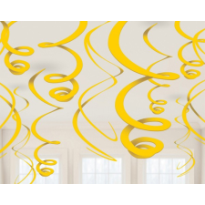 SZÍNES Yellow, Sárga szalag dekoráció 12 db-os szett party kellék