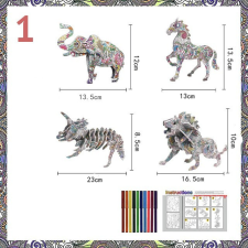 Színezhető 3D puzzle - Elefánt puzzle, kirakós