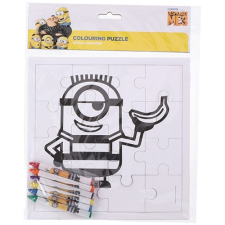  Színezhető puzzle 16db-os + 6db zsírkréta Minions banánnal kreatív és készségfejlesztő