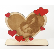  Szív alakú gravírozott fa kép dekorációs kellék