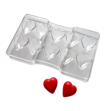  Szív alakú, polikarbonát bonbon forma, 10 adagos sütés és főzés