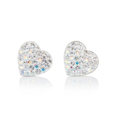  Szív Alakú Swarovski® Kristályokkal Kirakott S925 Ezüst Fülbevaló - 12 mm fülbevaló