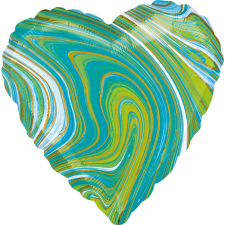 Szív Blue Green Heart, Kék Zöld Szív Fólia lufi 43 cm party kellék