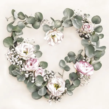  Szív Eucalyptus Wreath szalvéta 20 db-os 33x33 cm ajándéktárgy