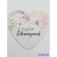  Szív felső virágos 9,5 cm - A legjobb Édesanyának dekorációs kellék