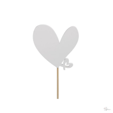  Szív kis szívvel betûzõs fa 7,5x8 cm fehér S/9 dekorációs kellék