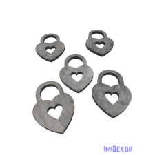  Szív lakat fa dekor 5db/csomag dekorációs kellék