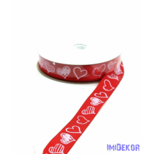  Szív mintás szatén szalag 15mm x 20y - Piros dekorációs kellék