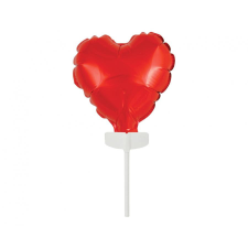 Szív Red Heart, Piros szív fólia lufi tortára 8 cm party kellék