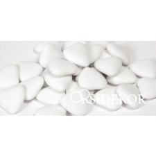  Szívalakú cukrozott csokoládédrazsé köszönetajándéknak, fehér/ kg dekorációs kellék