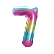 Szivárvány Rainbow 7-es szám fólia lufi 85 cm party kellék