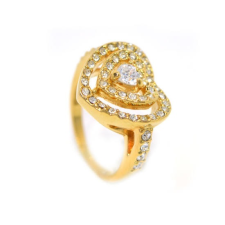  Szíves Swarovski kristályos gyűrű, arany színű-6 gyűrű