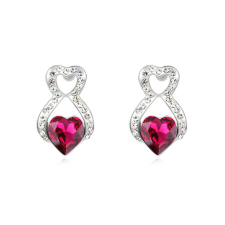 Szívhal- Swarovski kristályos fülbevaló-bordó fülbevaló