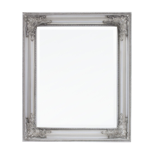  Szögletes élcsiszolt fali tükör díszes ezüst blondel fa keretben 62x52x3,5cm bútor